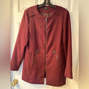 Premise coat/dress. Burgundy with zippered side pockets.